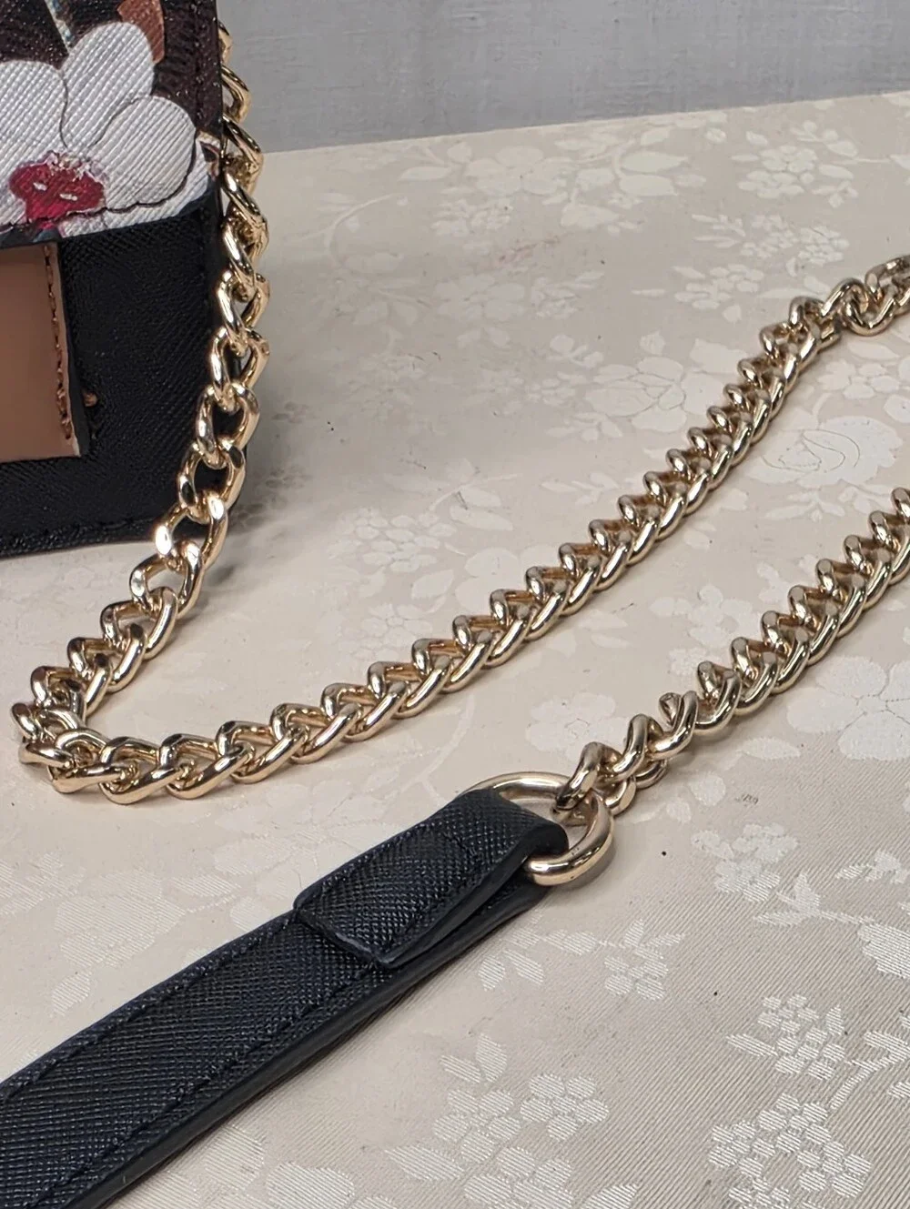 ALDO Tropical Tiger Floral Chain Print Top Handle Crossbody Satchel Bag